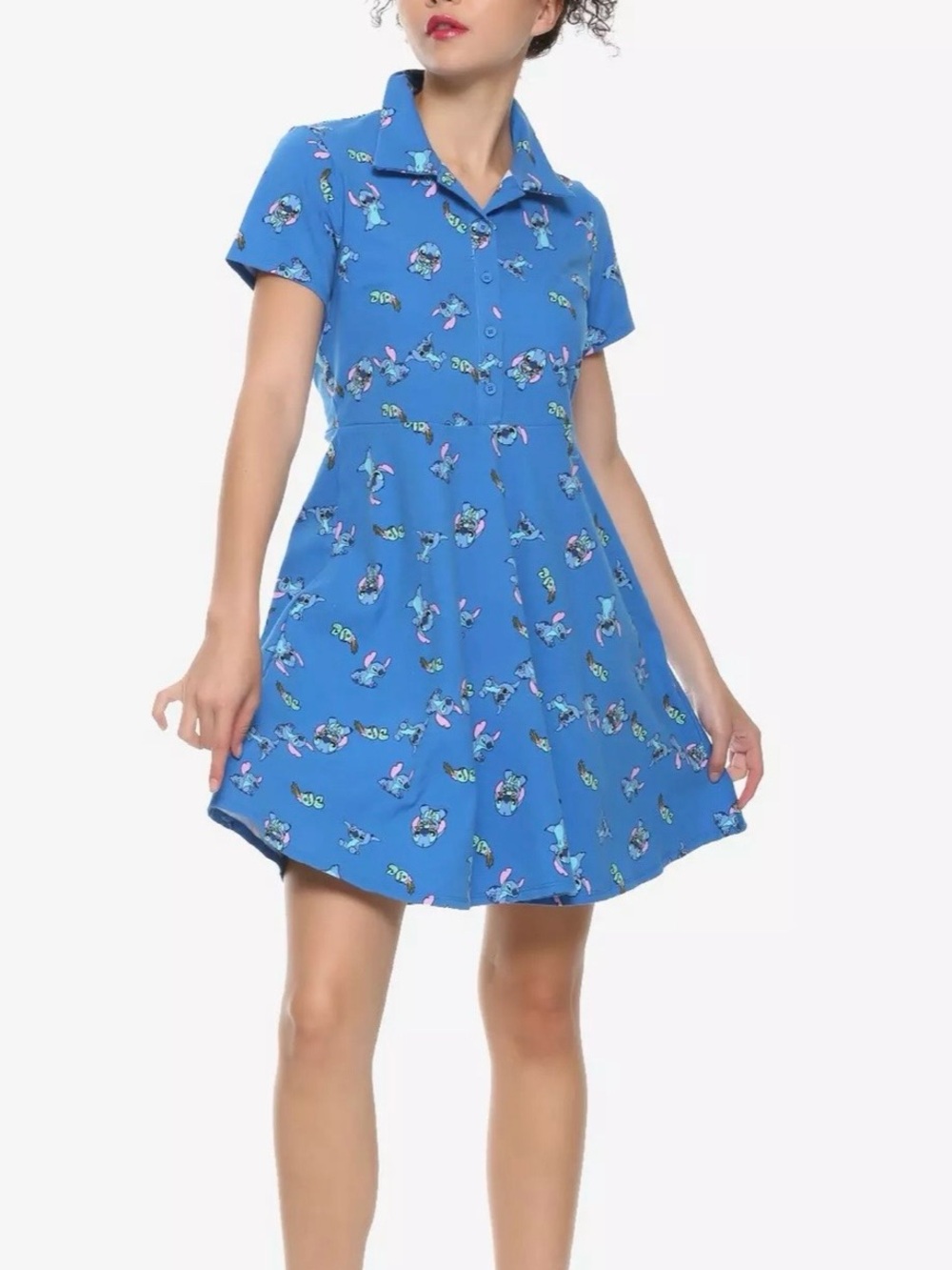 Lilo & Stitch Blue Collared Mini Dress - Picture 2 of 3